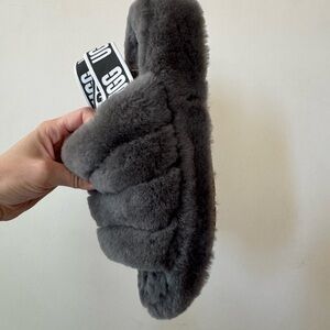 UGG Charcoal Fluffy Slides